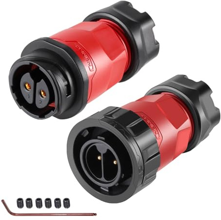 CNLINKO YM-20 2-poliger Schraubverbinder mit IP68 Wasserdichter Rundsteckverbinder, PBT-Kunststoffgehäuse Schnellsteck-Aviation-Stecker, M20 Stecker männlich/weiblich (2-polig mit Schraubverbindung)
