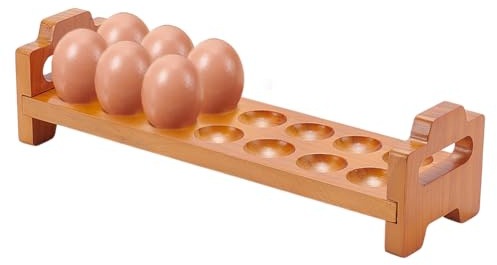 BENECREAT 14 porte Œufs en Bois de Pin Rainuré 34x10x9cm de Stockage D'Œufs Frais pour la Ferme Stockage au Réfrigérateur Décoration de Cuisine 35mm