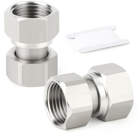 ERGAOBOY 2 Stück 47MM Länge 304 Edelstahl Flexibler beweglicher Anschluss, 1/2 BSP Innengewinde für Sprayer, eckiges Ventil, Dusche Arm
