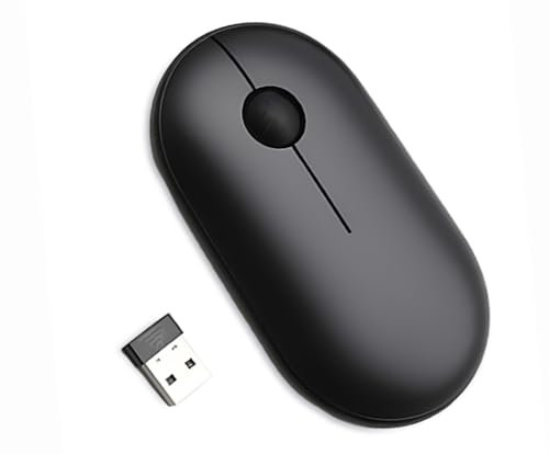 Wireless Bluetooth Mouse, Rechargeable Silent Mouse with 2.4G USB Receiver, 3-Mode Connection (BT5.0/USB), 1600DPI Portable Ergonomic Mouse for Laptop, PC, Tablet - Black