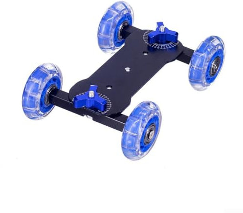 Smooth Motion Camera Dolly Slider, 22 lbs Capacity and Lightweight Design, Crafted from Metal with Rotatable Wheels for Filming (Back)