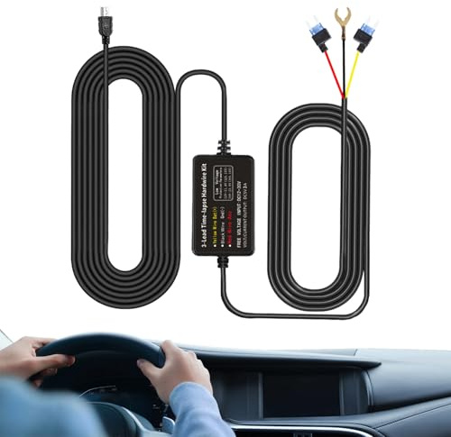 Car Camera Hardwire Kit - Dash Cam Charger Cable, GPS Powers Supply | 24H Parking Monitor Hardware System with Stable Electricity Source for Continuous Vehicle Recording, your dashboard camera