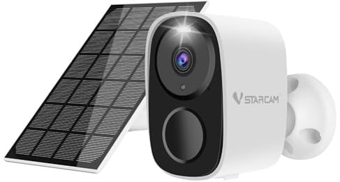 VSTARCAM 2K Überwachungskamera Aussen Solar, Kostenloser Cloud-Speicher, WiFi 6 Dualband (2,4/5GHz), Überwachungskamera solar mit Farbnachtsicht, KI-Personenerkennung, IP66 Wasserdicht, 2-Wege-Audio