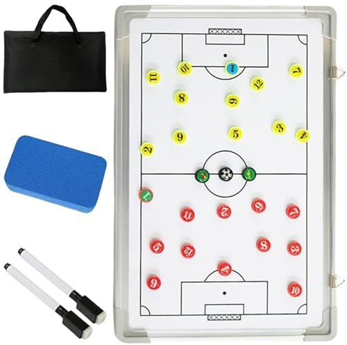 Taktikboard Fussball, Taktiktafel Fußball Trainermappe mit Whiteboard Marker, Magnettafel Taktikmappe Fußball für Die Schulung Spielanalyse, Radiergummi, Magnetischer Münze und Aufbewahrungstasche