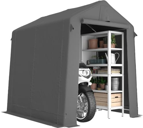 Outsunny Garagenzelt 2,3 x 1,9 m Wasserabweisend mit Belüftung Dunkelgrau | Rollbar Reißverschlusstür, Satteldach, UV-beständig, Gerätezelt, Zeltgarage, Unterstand Lagerzelt für Gartengeräte, Motorrad
