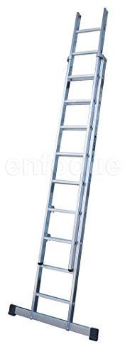 KTL Escalera Industrial de Aluminio Apoyo Doble extensión Manual 2 x 7 peldaños con Barra estabilizadora Serie Excalibur