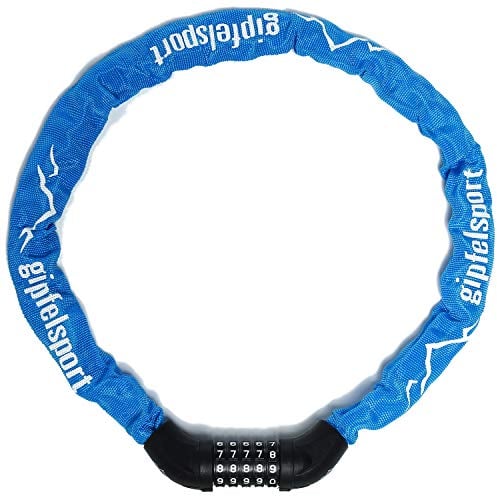 gipfelsport Fahrradschloss - Kettenschloss mit Zahlen I Fahrrad Zahlenschloss für Kinder und Erwachsene, blau