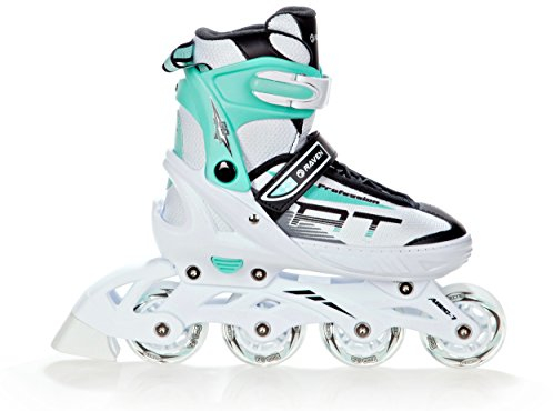 RAVEN Profession Inlineskates Inliner für Kinder und Erwachsene OPTIONAL 2in1 mit Schlittschuhen verstellbar (White/Mint ohne Kufen, 35-39 (23cm-25,5cm))