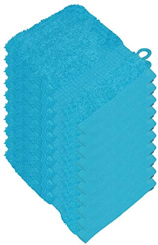 Miamar Lot de 10 Gant de Toilette 15 x 21 cm Absorbant Doux en 15 Couleurs Disponibles 500g/m² 100% Coton Öko-Tex Turquoise