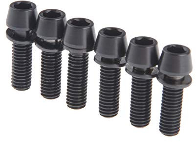 Ruifu M5 Titan Gr5 Innensechskantschrauben mit Unterlegscheiben 16 18 20 mm für Scheibenbremsenmontage fest (6 Stück) (schwarz, M5 x 16 mm)