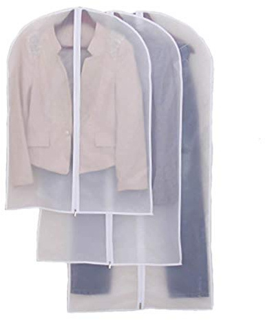 Jazooli Clear Clothes Cover Suit Jacket Dress Garment Hanging Dust Protector Storage Travel Bag Damp-Proof with Zip for Men & Women, 3 Pack, 160cm x 60cm