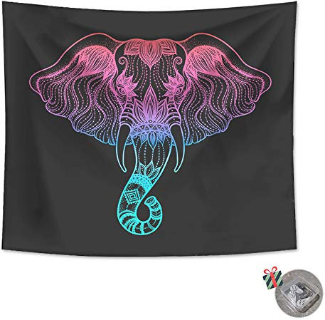 Odot Wandteppich Wandtuch Wandbehang, Elefant Stil Kreativ Drucken Tapisserie Tischdecke Meditation Yogamatte Strandtuch von Zuhause Wanddekorationen (200x150cm,Mandala psychedelisch)