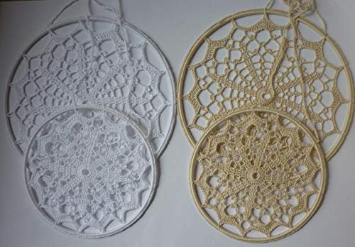 2 Fensterbilder Set 15/20cm gehäkelt Fensterdeko Baumwolle