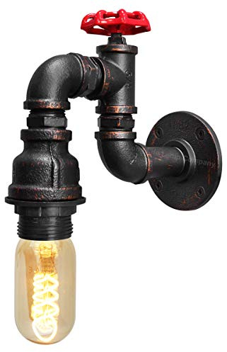 Vintage Water Pipe Wall Lamp Steampunk Industrial Iron Rust Retro Home Bar Lighting Fixture M0162F