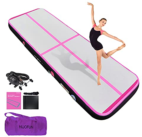 HIJOFUN Inflatable Gymnastics Mat, Tumble Track 3m/4m/5m/6m for Training with Practical Pump, 10/20cm Thickness Gymnastics Air Mat for Home Use/Tumbling/Yoga/Taekwondo/Dance