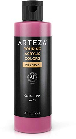 Peinture acrylique à verser Arteza, 236 ml, A402 Rose cerise, peinture acrylique à haut débit, sans mélange, peinture à verser sur toile, verre, papier, bois, carrelage et pierres