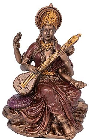 AONA Saraswati Idol – Skulptur Hindu-Göttin des Wissens, Musik und Kunst (8,0 cm Höhe x 2,1 cm Breite)