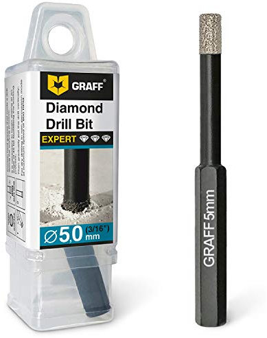 GRAFF Foret Diamant Carrelage 5mm – Foret Diamant pour Carrelage Grès Cérame Céramique Pierre – Mèche Carrelage avec Changement Rapide Tige Hexagonale – Trépan Diamant