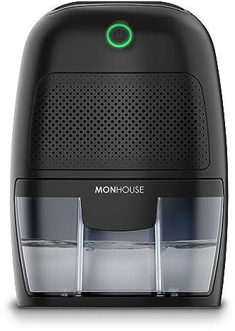 MONHOUSE Deshumidificateur 600 Ml Absorbeur D humidite Portable - Mini Deshumidificateur D air Pour La Maison, La Chambre A Coucher, La Voiture, Le Bureau, Le Garage- Demoulant Electrique - Noir