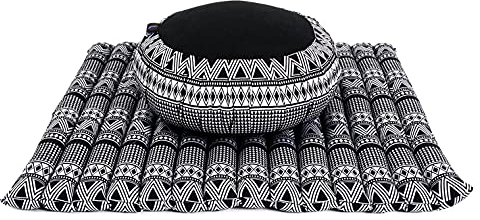 Leewadee Meditationskissen Set Sitzkissen Rund Zafu Yoga Kissen Zabuton Yogakissen Meditationskissen Meditation Zubehör Yoga Sitzkissen Yoga Meditationskissen, Kapok, Schwarz Weiß
