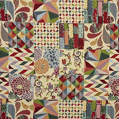 Kt KILOtela - Polsterstoff - Jacquard Gobelin - Polster, Stuhl, Sofa, Kissen, Vorhänge - Patchworkstoff 100 cm Länge x 280 cm Breite - Patchwork, Mehrfarbig - 1 Meter