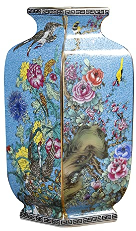 MAYIAHO Blau Vase orientalische Deko Wohnzimmer Jingdezhen Keramik Antik Bodenvase Groß Hoch FüR Handgemacht Pampasgras Stand Chinesische Asiatische Ceramic Kleine Porzellan Fensterban Dekoartikel