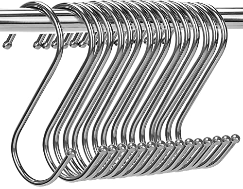 S Hooks for Hanging, Heavy Duty 304 Stainless Steel, 16 Pack Large S Shaped Hooks