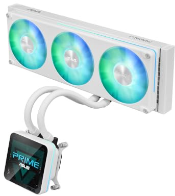 ASUS Prime SLC II 360 ARGB LCD White All-in-One-Flüssig-CPU-Wasserkühlung | 3,95-Zoll-LCD-Bildschirm, Premium PPS Pumpengehäuse, miteinander verbundene ARGB-Lüfter, Intel LGA 1851, 1700, AMD AM5, AM4