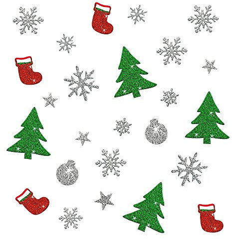 Yi'antai Aufkleber Weihnachten Kinder Set, Weihnachts Sticker Glitzer Weihnachten Geschenksticker SelbstklebendeD