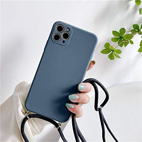 Rokmym Coque pour iPhone 13 Pro avec Cordon de Collier, Silicone TPU Bumper [Lanière avec Cordon Réglable Longueur Chaîne] Housse pour iPhone 13 Pro Gris