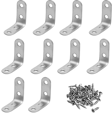 Kleine Halterungen, 10 Stück, Edelstahl, rechtwinklige Halterung, 40 x 40 mm, kleine Regalhalterungen, Winkel-Eisen, Sicherheits-Eckstrebe, Wandhalterungen für Holzregal, Möbel, Regal, Schreibtisch,
