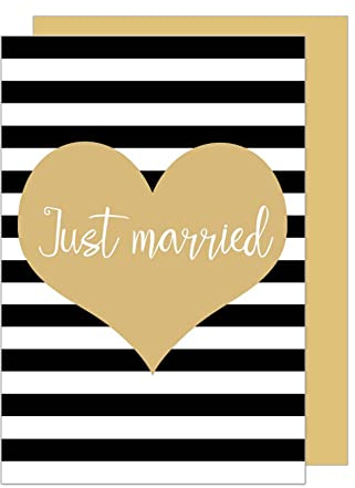 Edition Seidel Premium Glückwunschkarte zur Hochzeit mit Goldprägung und Umschlag. Karte Hochzeitskarte Grusskarte Just Married goldenes Herz (H423 SW022)