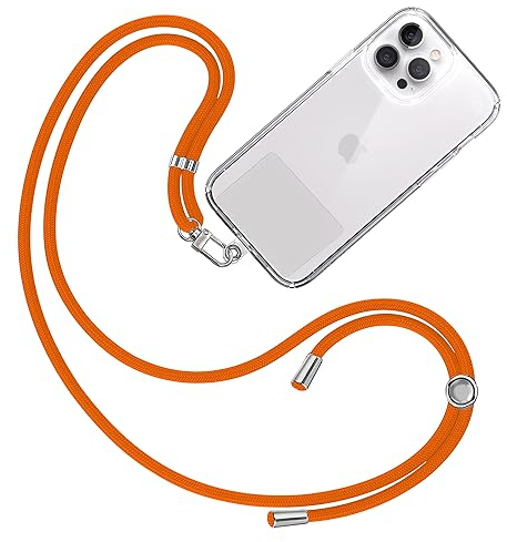 TBOC Cordon Collier Laniere Portable [Orange] - Sangle Accrocher Coque Cou pour Pochette Telephone - Accessoire Bandouliere Attache Porte Etui Avec Lanyard Femme Homme Protection Integrale
