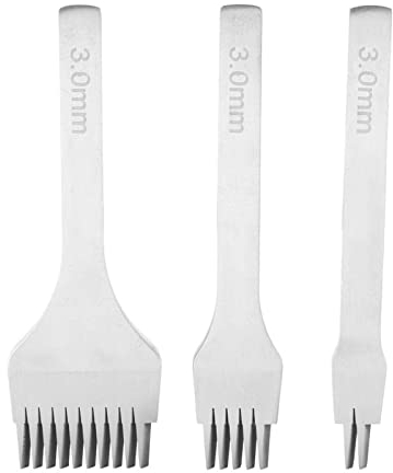 Perforadora de Cuero de Acero, Juego de Cinceles de Costura de Cordones de Bricolaje Perforadora de Costura de Cuero 2/5/10 Perforación de Puntas Herramientas de Artesanía de Cuero sin(Pitch 3.0mm)