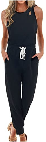 Combinaison Femme Chic et Élégant Soirée Combi Pantalon Jumpsuit Ceremonie Fête Dos Nu Sexy Salopette Décontracté Ete Mode Clubwear Playsuit Overalls Longue Jumpsuit Rompers avec Poche