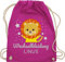Turnbeutel Rucksack - Kita Beutel Wechselsachen Jungen - Wechselkleidung Löwe - Unisize - Fuchsia - kinderturnbeutel wechselbeutel personalisierte löwen stoffrucksack kindergartenbeutel