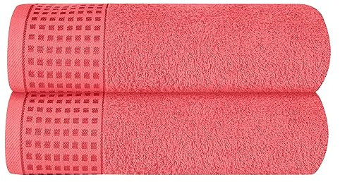 GLAMBURG Baumwolle 2er-Pack übergroße Badetücher 100 x 150cm,große Badetücher,Ultra saugfähig,kompakt,Umweltfreundlich und 100% recycelbar, schnell trocknendes und leichtes Handtuch — Korallenorange
