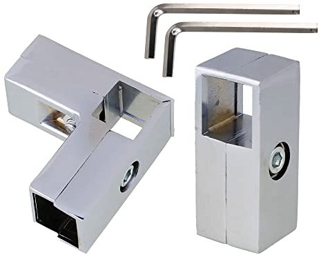 BQLZR Aluminum Alloy Square Tube Clamp Connectors L Shape 3 & 2 Way Silver Pack of 2