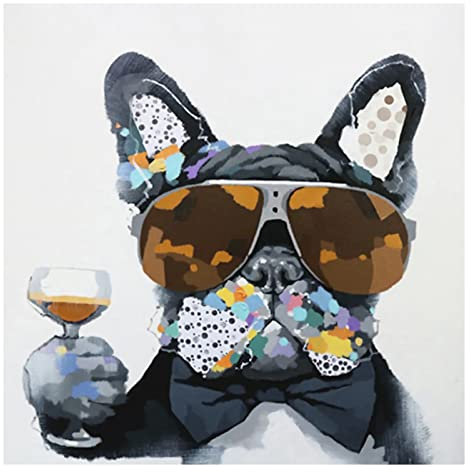 DCIDBE Diamond Painting Set Rund Herr Bulldogge, Diamant Malerei für Kinder, Erwachsene,Malen Nach Zahlen Anime Diamanten Kunst Wein Handwerk für Dekoration Wand zu Hause