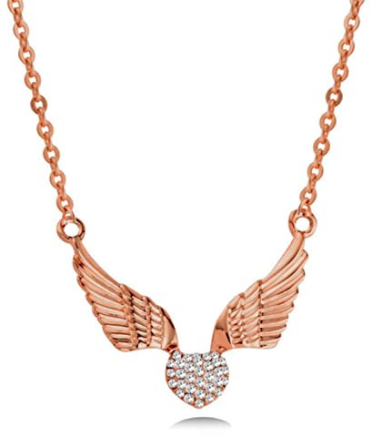 MAYIYAHO Fashion Angel Wing Crystal Heart Necklace Women Rose Gold Silver Color Chain Jewelry for Family Friends Gifts