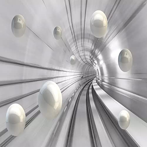 CILODO Photo Wallpaper White & Abstract Ball Non-Woven Art Print Fleece Wall Mural Decoration Poster Picture Design Modern 3D Optical Illusion 150cm×105cm