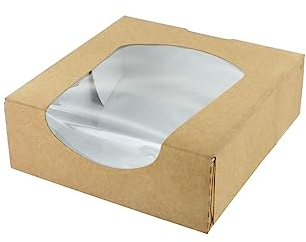 Culpitt Window Treat Box, Kraft Bown Small Bakery Boxes For Cookies, Pastries, Cakes, Sandwiches, Takeaways | 4.6 x 4.6 x 1.5 | Pack of 10 Gift Boxes