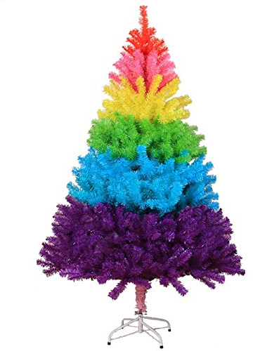 SOVORM PVC Regenbogen Künstliche Weihnachtsbäume, 3 Fuß 120 Zweige Kiefer Weihnachtsbaum Kunststoffständer Saisonale Dekoration für Kinder Regenbogen 90 cm/3 Fuß The New