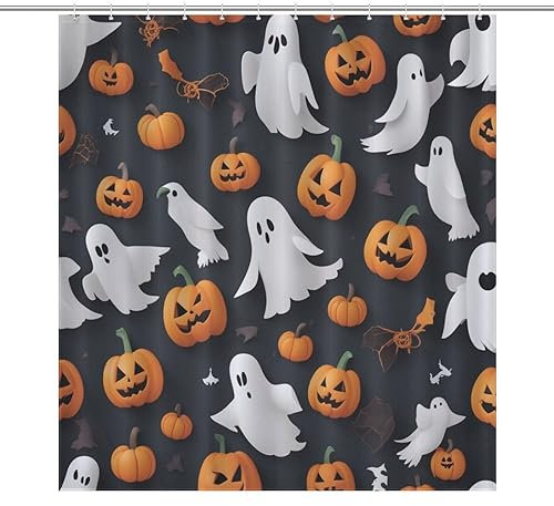 Tenda da doccia con tappeti Halloween zucca horror notte bagno tende doccia con ganci