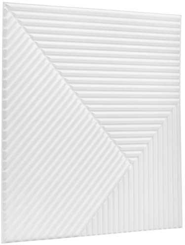 NOVECRAFTO Chevron Line Effect 3D Wall Panels - 6 Sheets Covering 1.5 sqm | 16.15 sqf Interior Cladding Panels Set | 3D Wall Tiles Chevron Line Design in Matte White - Each Panel Size 19.6 x 19.6
