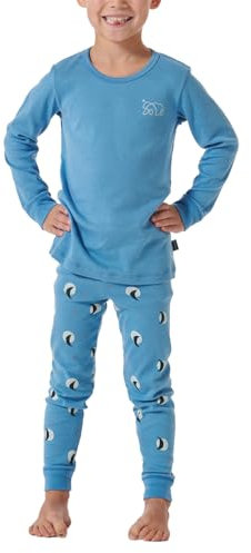 Schiesser Jungen Schlafanzug Lang - 100% Organic Bio Baumwolle Größe 92 Bis 140 Pyjamaset, Hellblau_181856, 98 EU
