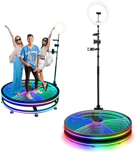 CHHMAELOVE 360 Photo Booth Machine with Photography Lights For Parties, Automatic 360 Spin Camera Booth, Remote/APP control/Smart Scaling,80cm