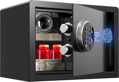 Grimtron Biometrischer Fingerabdruck-Tresor – 22L Sicherheitsbox mit LED-Beleuchtung, leisem Modus, beleuchtetem Tastenfeld, rostfrei & diebstahlsicher