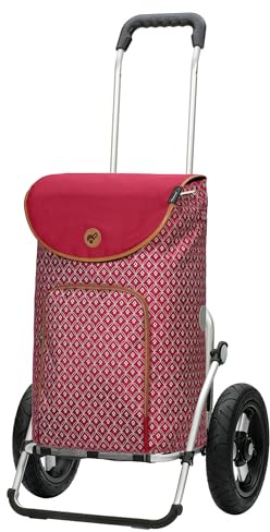 ANDERSEN Einkaufstrolley - Royal Shopper Famke rot | mit Luftbereifung, große Räder, 29 cm, aus Alu, bis 50 kg - Tasche mit Thermofach, Innenfach, Fronttasche, 47 L