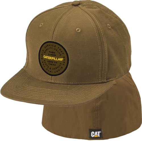 Caterpillar Hats Cat Drummond Flat Bill Stretch Fit Logo Cap Fitted (US, Alpha, Einheitsgröße, S/M, Braun), Braun